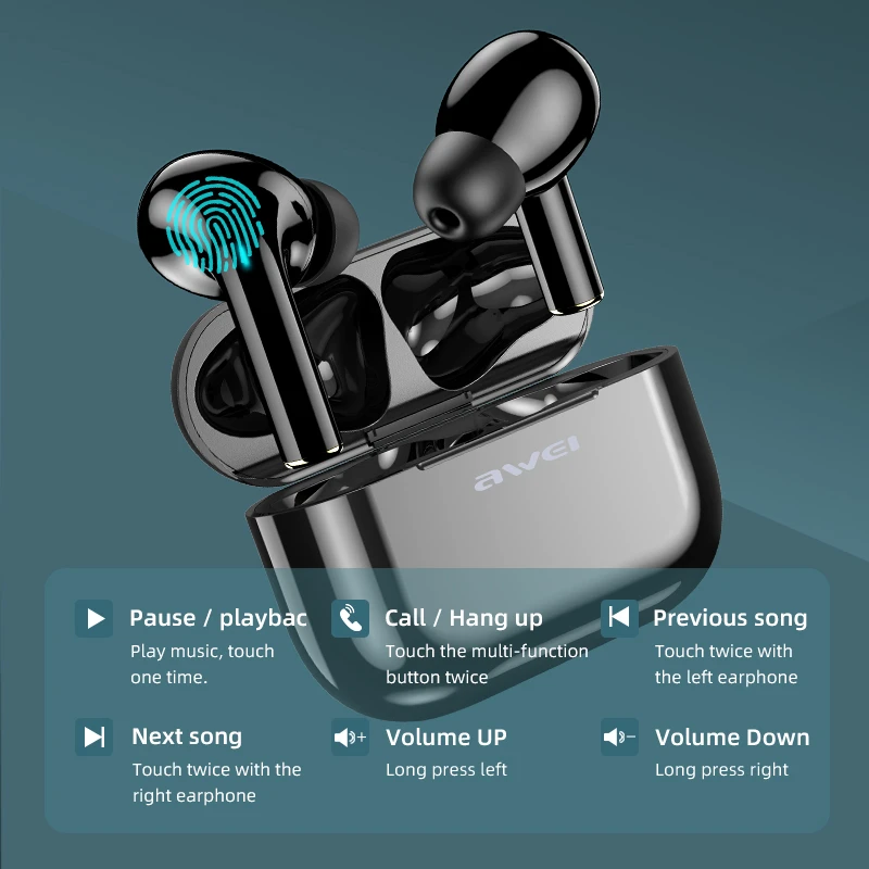 AWEI T29 Pro True Wireless Earbuds – Black+Grey 