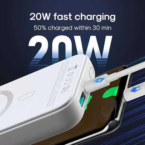 Joyroom JR-W020 20W Magnetic Wireless Charging 10000mAh Power Bank-White Color 