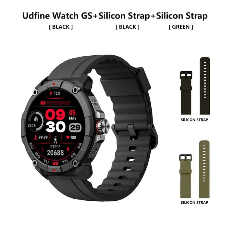 Udfine Watch GS 1.38″ HD Display Bluetooth Calling Alexa With GPS Smartwatch Double Straps – Black Color