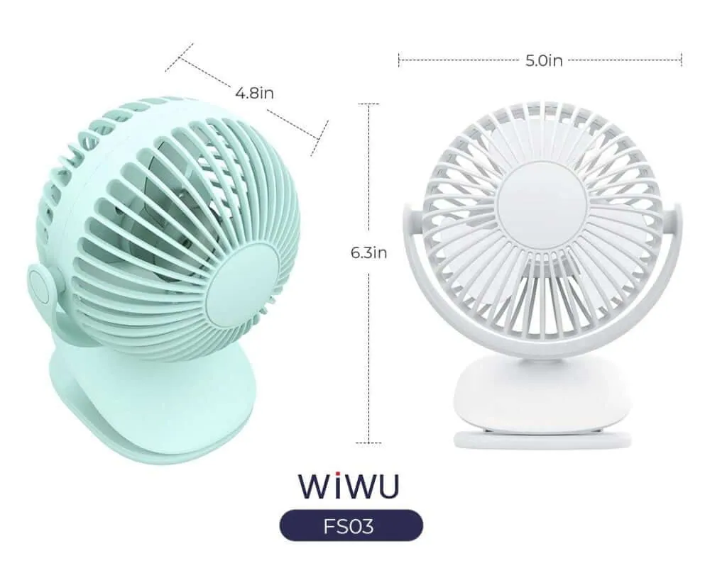 WiWu FS03 Mini Clip Fan 360 Degree Rotation Rechargeable