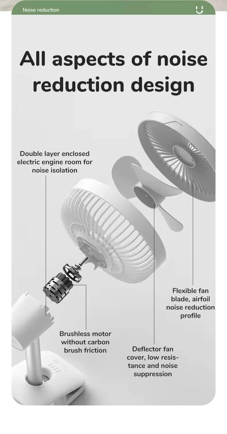 JISULIFE FA13R Rechargeable Clip Fan