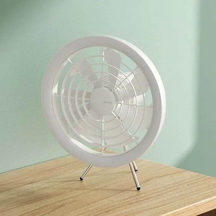 JISULIFE FA17 Rechargeable Fan With LED Light And Table Tripod