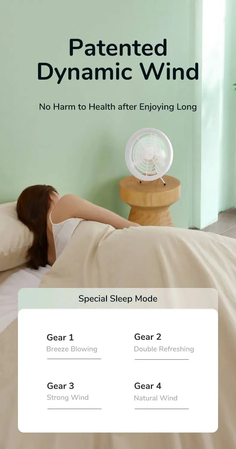 JISULIFE FA17 Rechargeable Fan With LED Light And Table Tripod