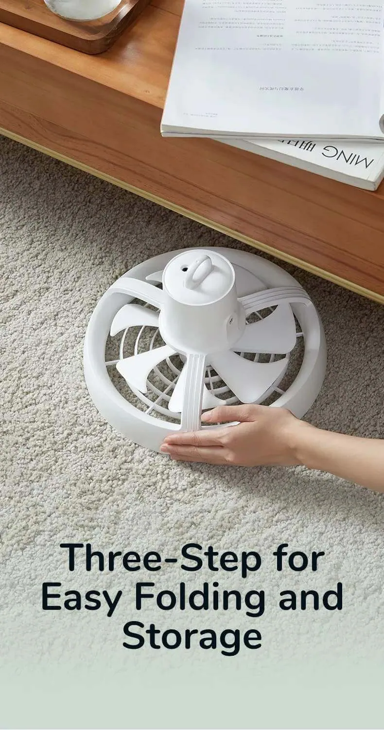 JISULIFE FA17 Rechargeable Fan With LED Light And Table Tripod