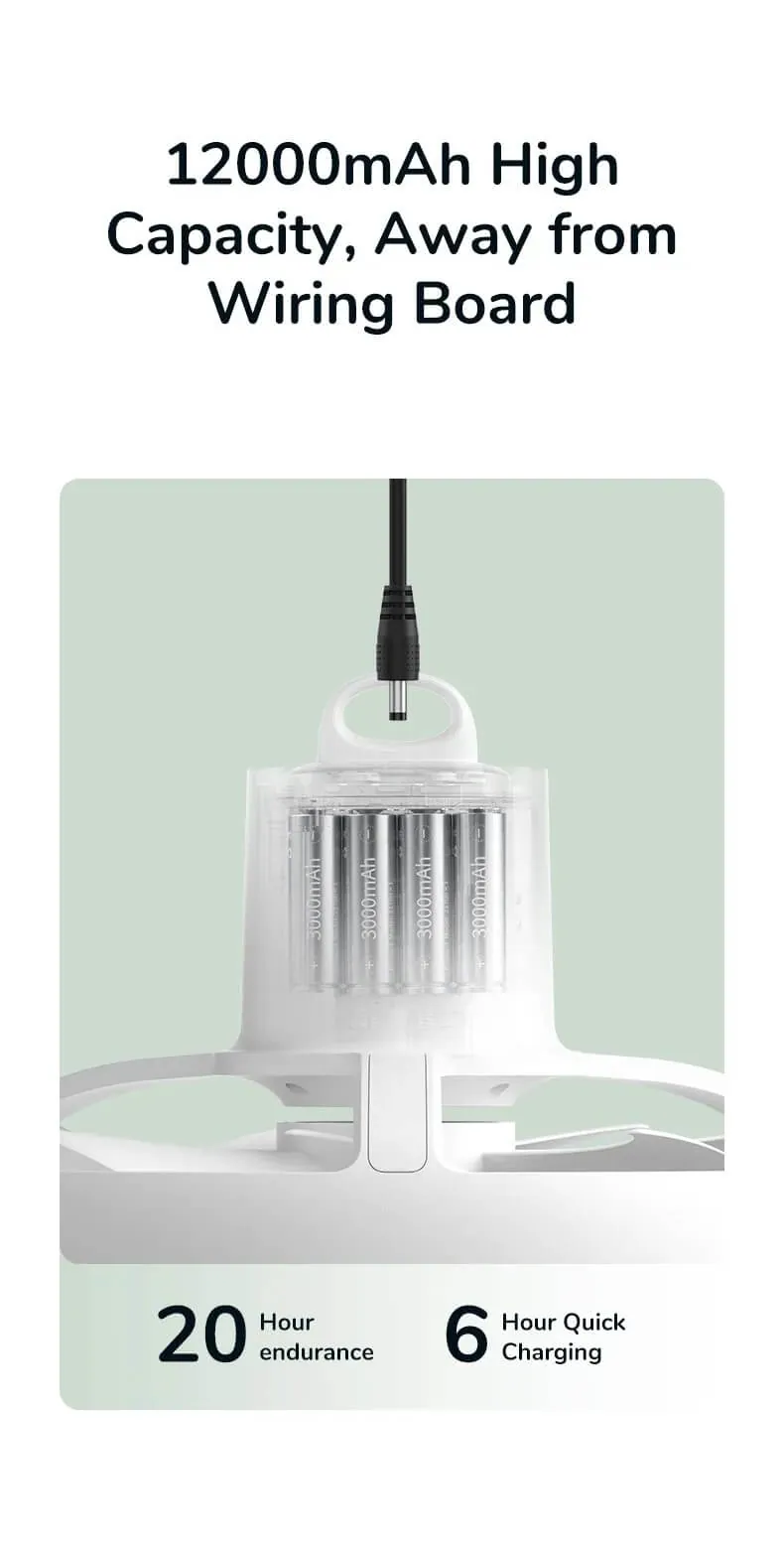 JISULIFE FA17 Rechargeable Fan With LED Light And Table Tripod