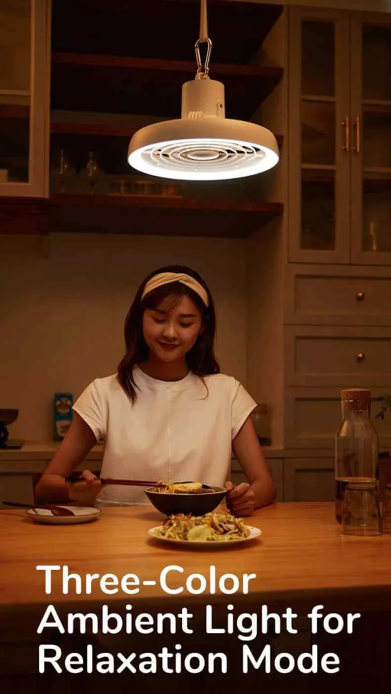 JISULIFE FA17 Rechargeable Fan With LED Light And Table Tripod