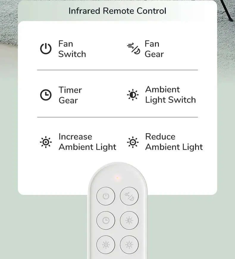 JISULIFE FA17 Rechargeable Fan With LED Light And Table Tripod