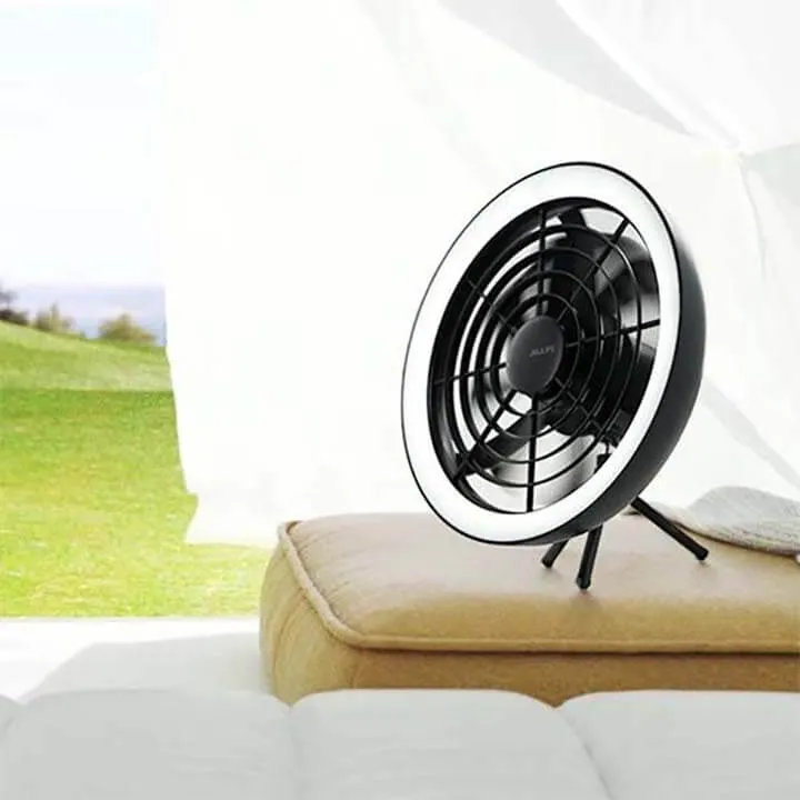 JISULIFE FA17 Rechargeable Fan With LED Light And Table Tripod