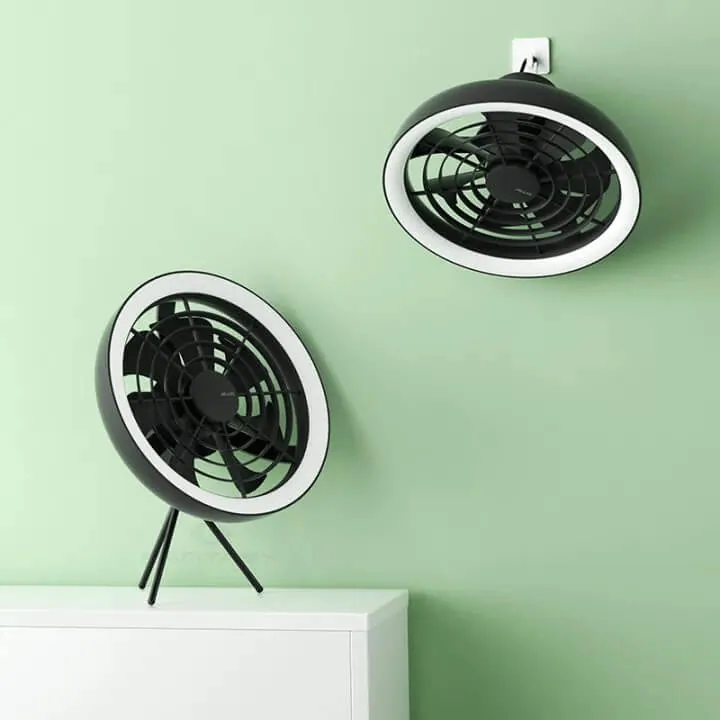 JISULIFE FA17 Rechargeable Fan With LED Light And Table Tripod