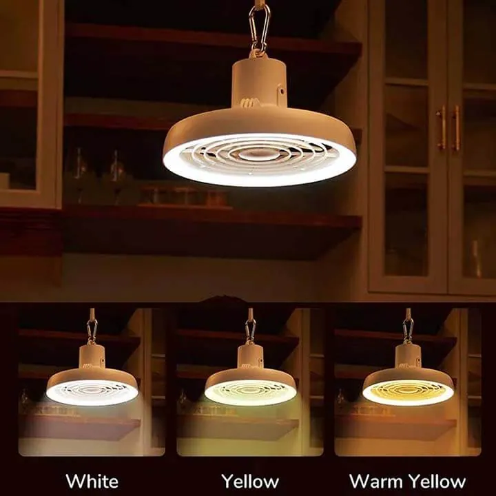 JISULIFE FA17 Rechargeable Fan With LED Light And Table Tripod