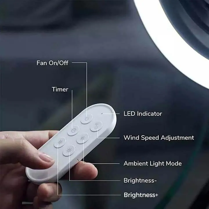 JISULIFE FA17 Rechargeable Fan With LED Light And Table Tripod