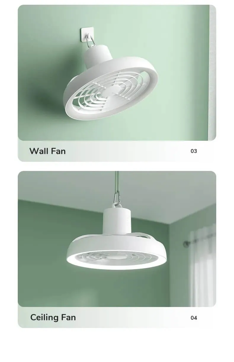 JISULIFE FA17 Rechargeable Fan With LED Light And Table Tripod
