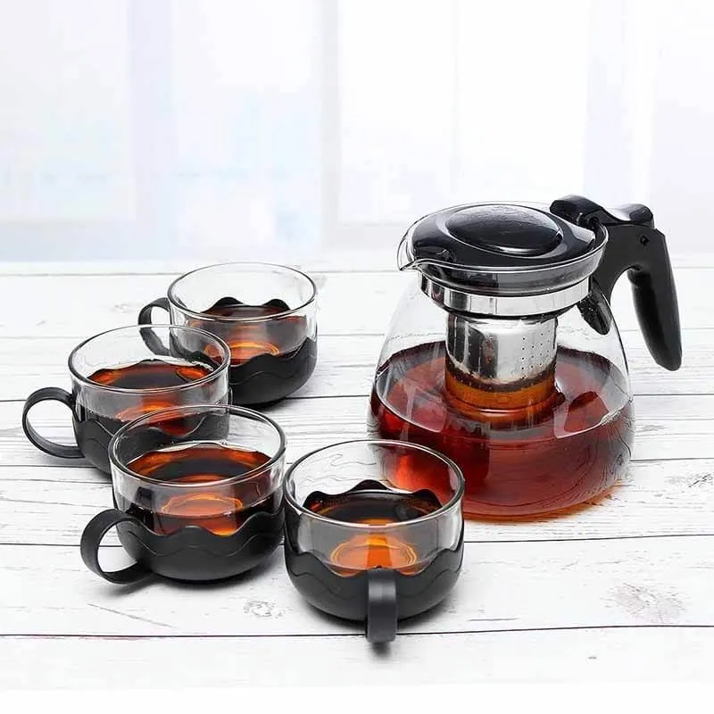 900ml Glass Teapot Elegant Kitchen Cup Special Tea Gift Set 5pcs