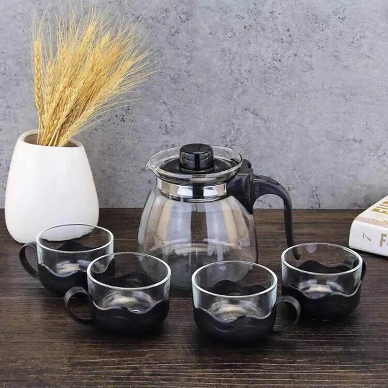 900ml Glass Teapot Elegant Kitchen Cup Special Tea Gift Set 5pcs 