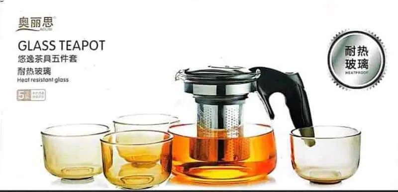 900ml Glass Teapot Elegant Kitchen Cup Special Tea Gift Set 5pcs 