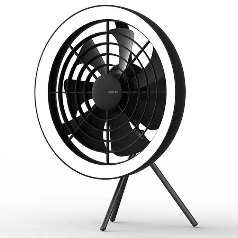 JISULIFE FA17 Rechargeable Fan With LED Light And Table Tripod