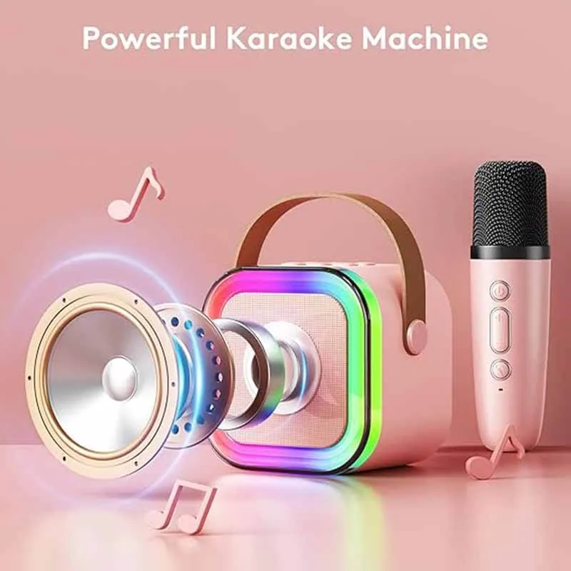 K12 Portable Karaoke Bluetooth Speaker With Microphone- Pink Color 