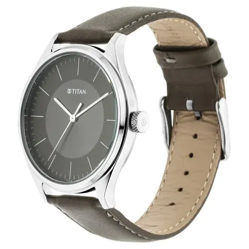 Titan NP1802SL08 Olive Dial Leather Watch for Men