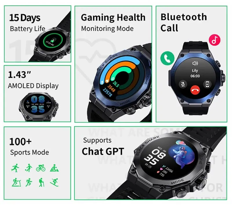 Black Shark S1 Pro 1.43" AMOLED Smart Watch With ChatGPT