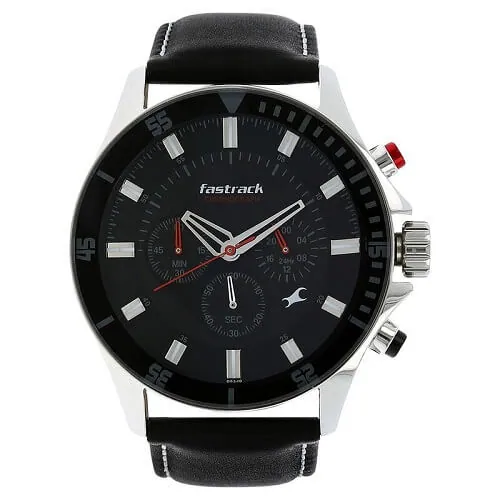 Fastrack NP3072SL02 Big Time Quartz Leather Strap Watch