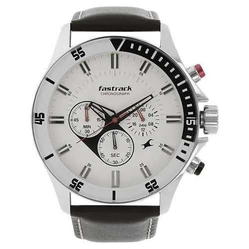 Fastrack NS3072SL01 Big Time Quartz Leather Strap Watch