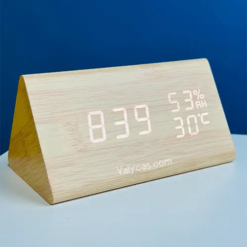 Triangle Wooden Digital Electronic Alarm Clock