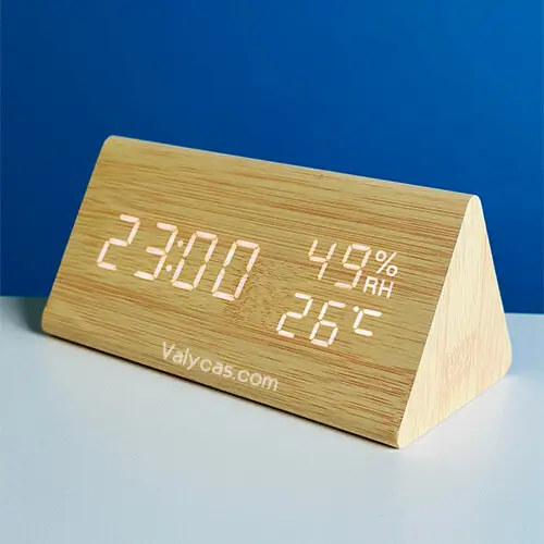 Triangle Wooden Style Digital Led Clock