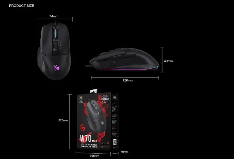 A4TECH Bloody W70 Max RGB Gaming Mouse 