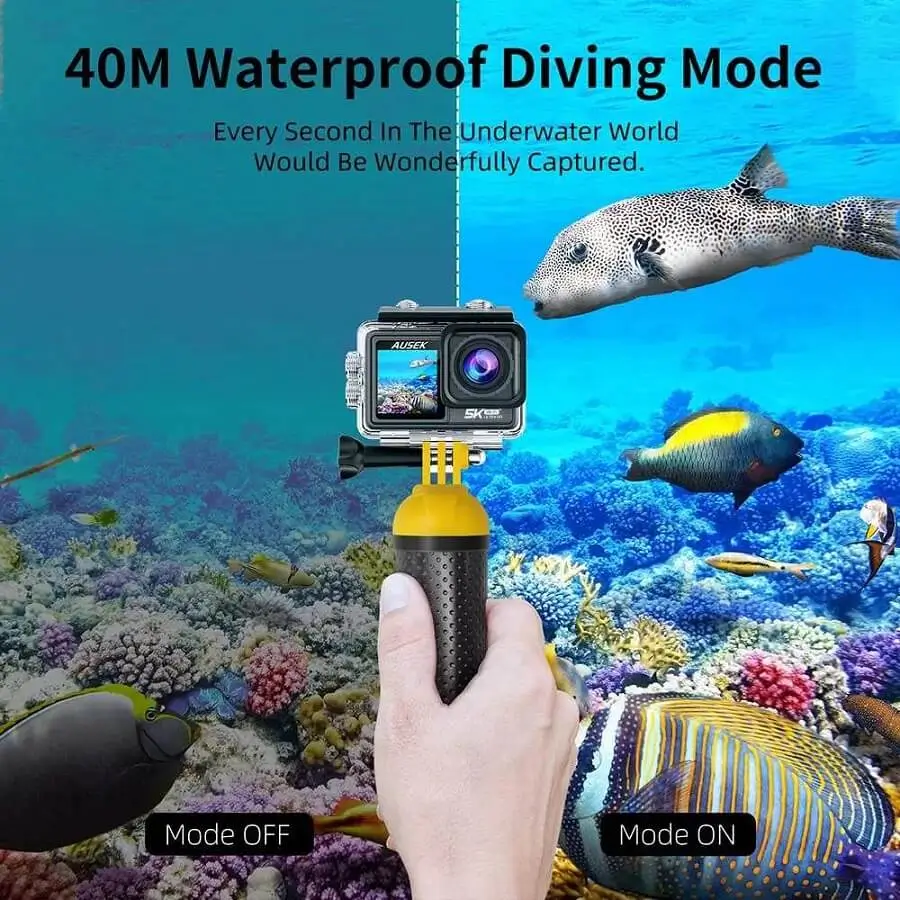 Ausek AT-S81TR Waterproof Dual Display 5K Action Camera