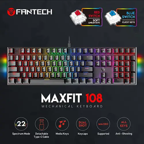 Fantech MAXFIT108 MK855 Blue Switch RGB Mechanical Keyboard