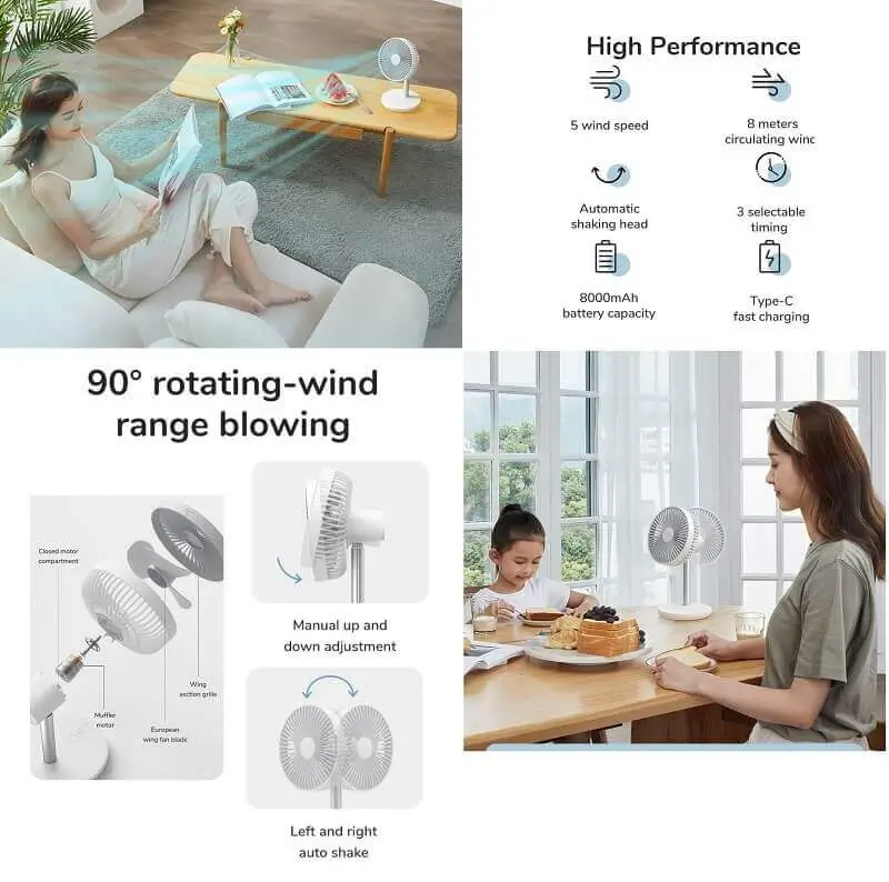 JISULIFE FA13P Auto-Oscillation Extendable Desk Fan