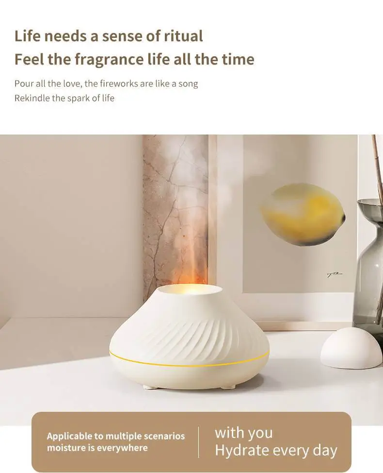 GearUP DQ705 Volcanic Flame Mini Humidifier With Color Night Light