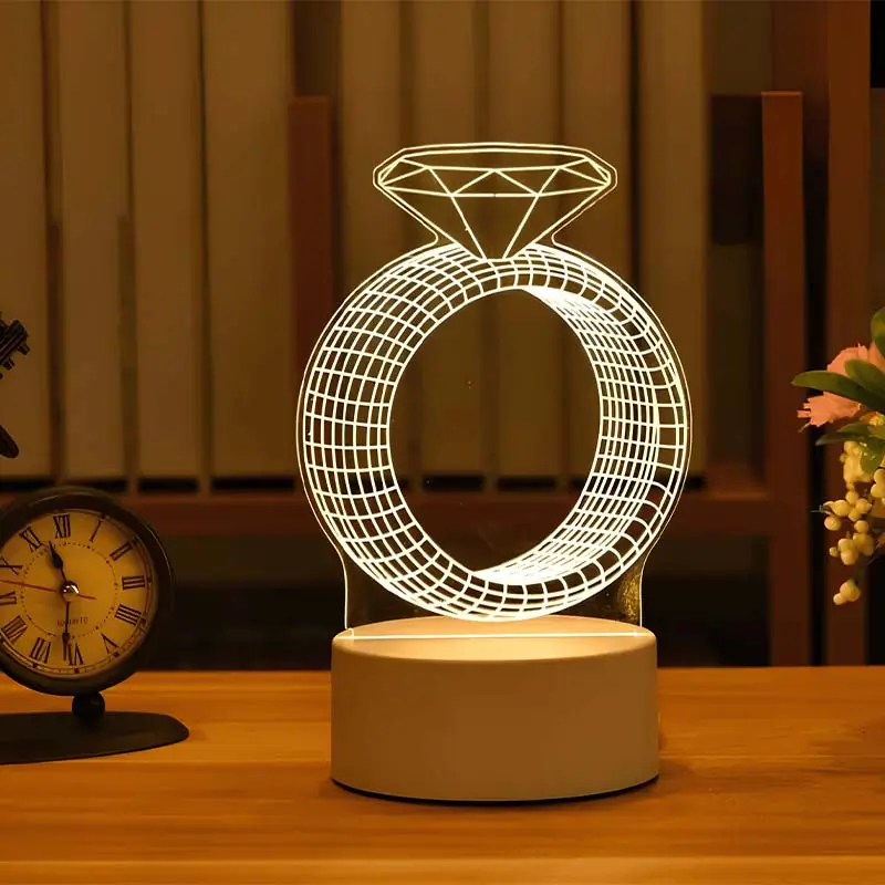 GearUP Acrylic Multicolor Night Lamp Diamond Ring