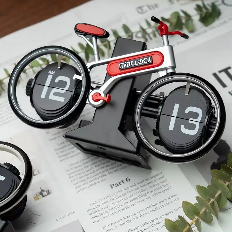 MidClock HY-F117 Unique Bicycle Vintage Flip Desk Clock