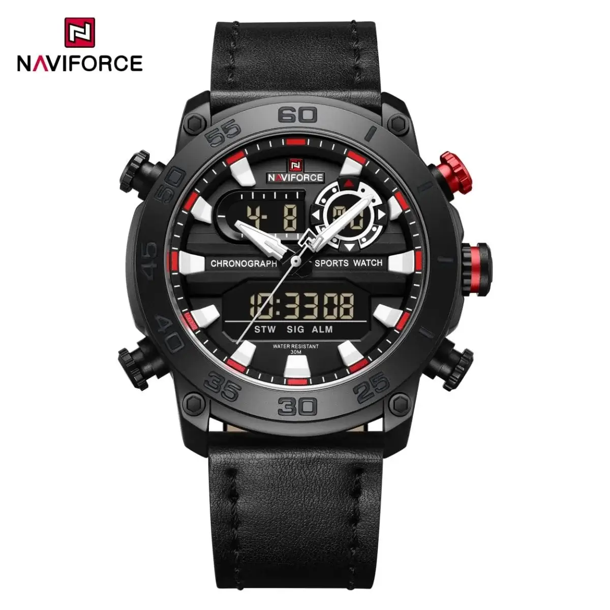 Naviforce 9235 Genuine Leather Strap Quartz Analog Watch