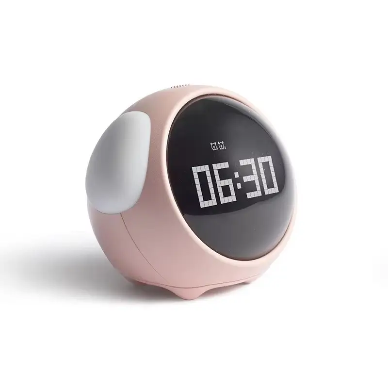 Cute Expression Multi Function LED Pixel Alarm Clock pink